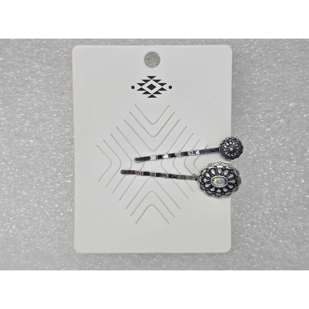 South Western Style Silver Tone Hair Clips Pins